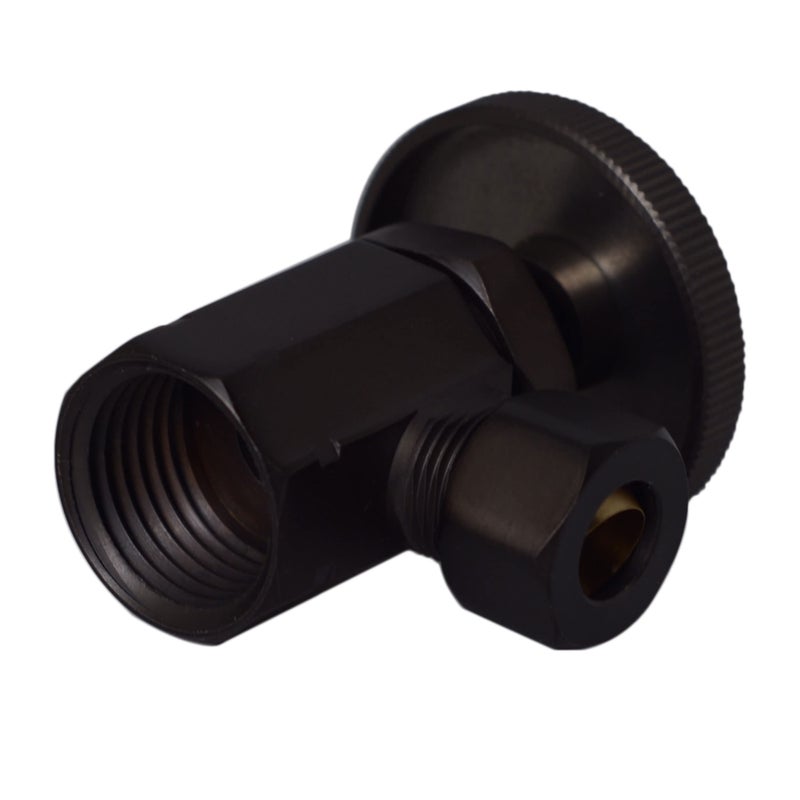 Westbrass D103-62 Round Handle Angle Stop Shut Off Valve, 1/2" IPS Inlet with 3/8" Compression Outlet, Matte Black - Image 4